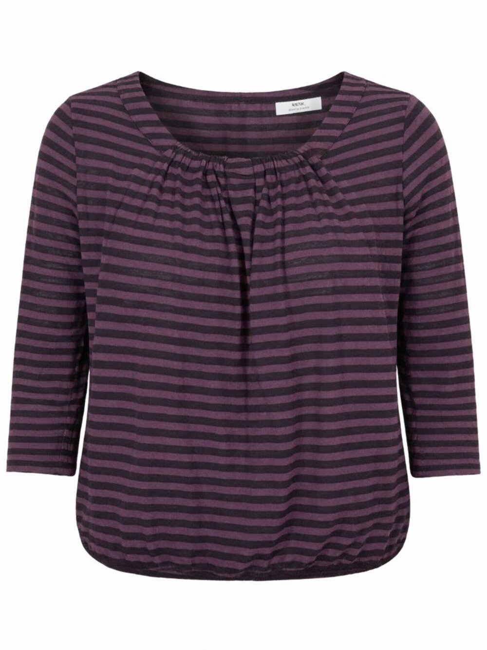 LOFT Purple Black Striped Blouse Women L Purple
